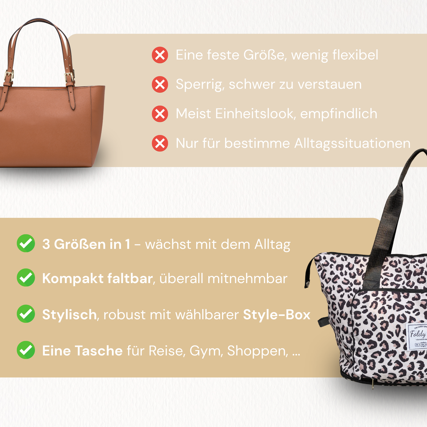 Life is Leo Edition | Foldy Faltbare 3-in-1 Tasche